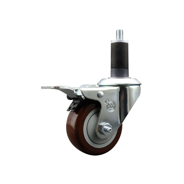 Service Caster 3'' Maroon Poly Swivel 1-1/4'' Expanding Stem Caster Total Lock Brake SCC-EXTTL20S314-PPUB-MRN-114 - main